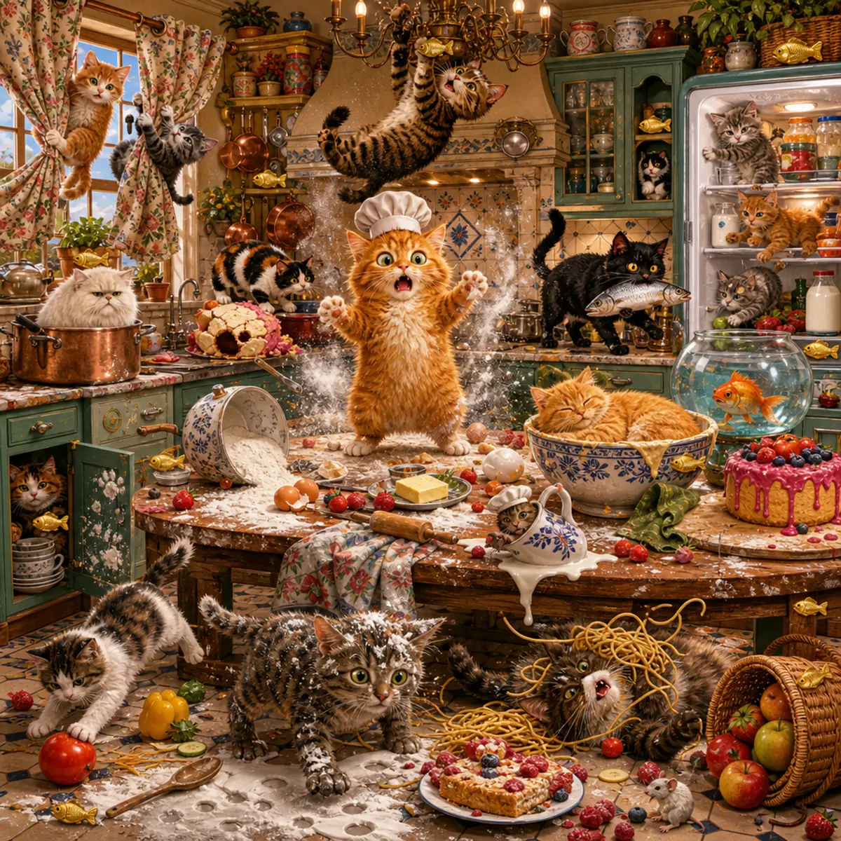 Cat Café Chaos free funny cats jigsaw puzzle